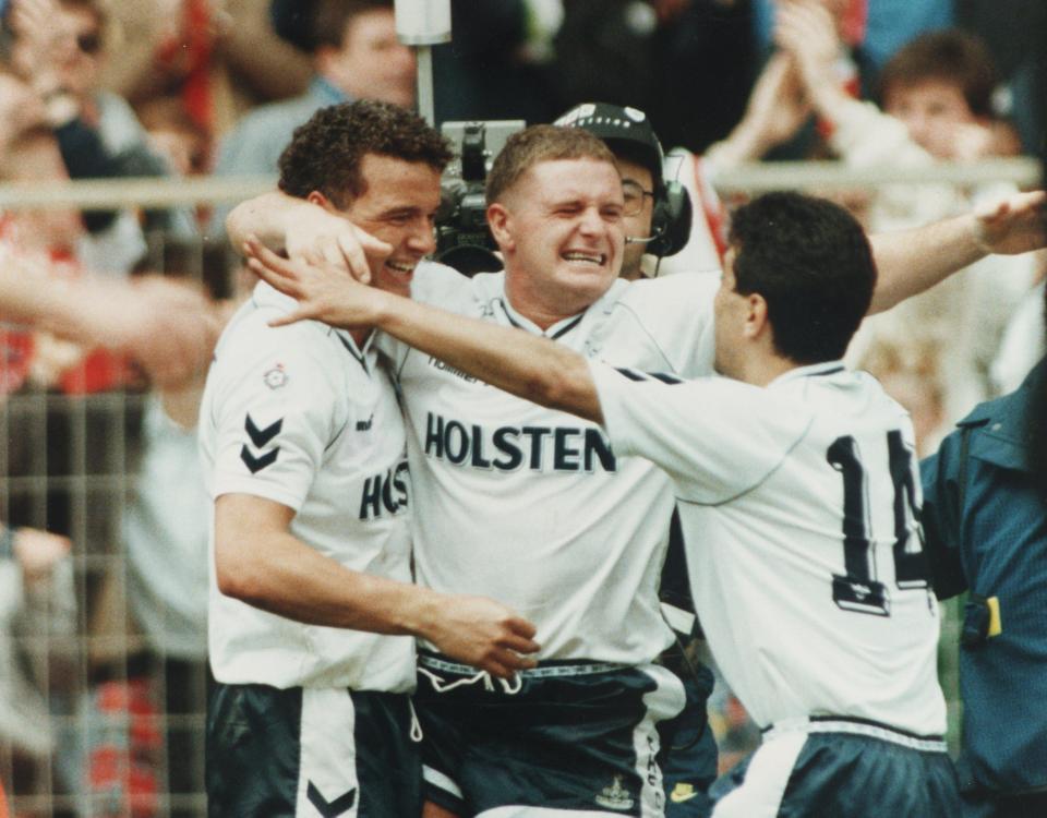  Hero... Paul Gascoigne's famous goal helped dump Arsenal out of the FA Cup back in 1991