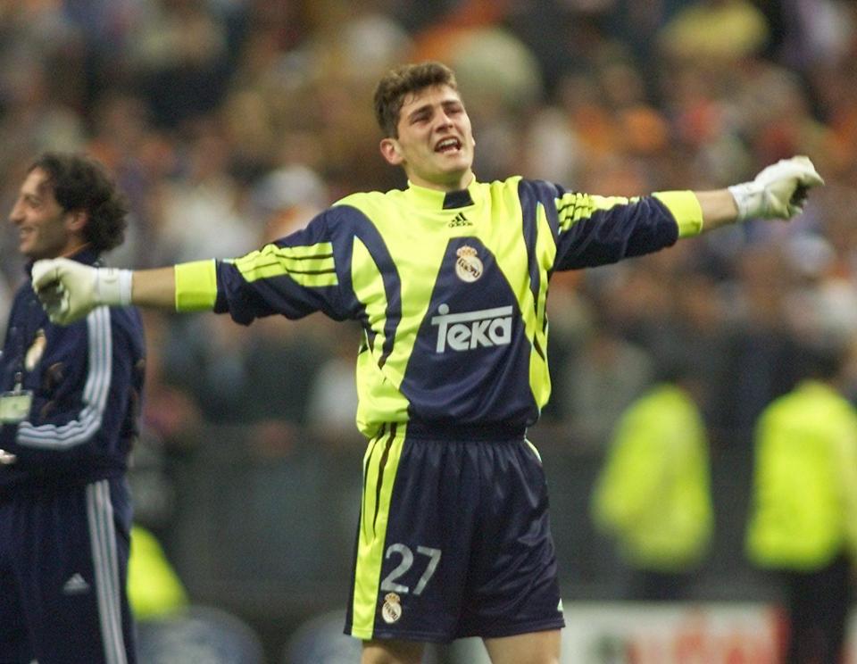  Iker Casillas celebrates winning the Champions League with Real Madrid at 19