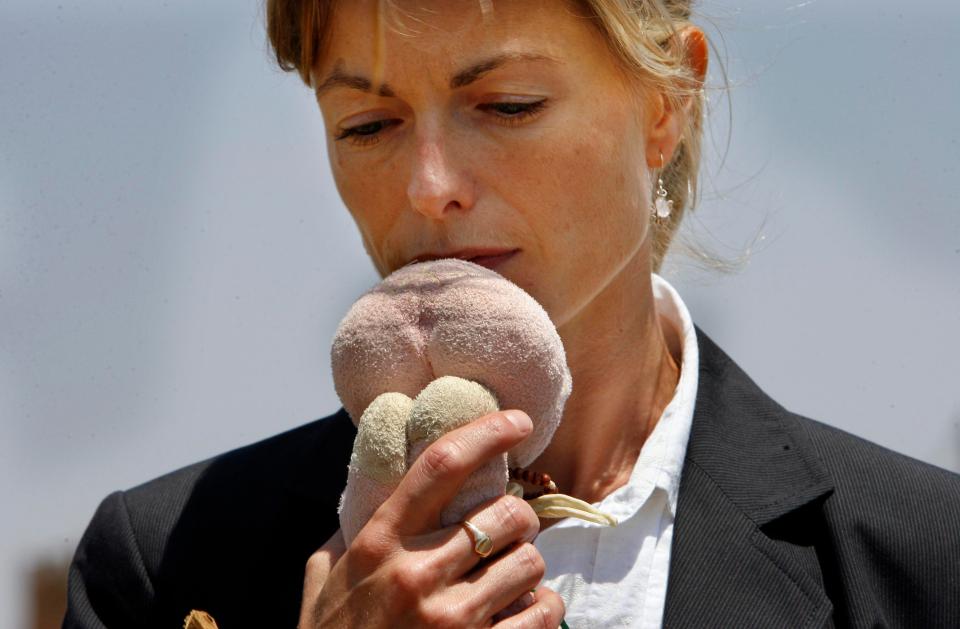  Kate was seen pausing for a moment when holding the toy in Morocco two months after her daughter vanished