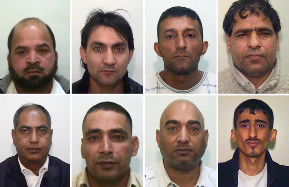  Nine men who ran the Rochdale child sex abuse ring were jailed - Top row, left to right, Abdul Rauf, Hamid Safi, Mohammed Sajid and Abdul Aziz; bottom row, left to right, Abdul Qayyum, Adil Khan, Mohammed Amin and Kabeer Hassan