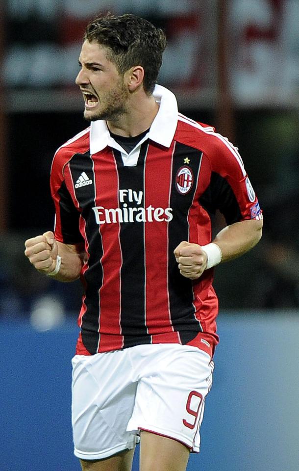  Alexandre Pato celebrates one of only two goals he scored with the No.9 shirt