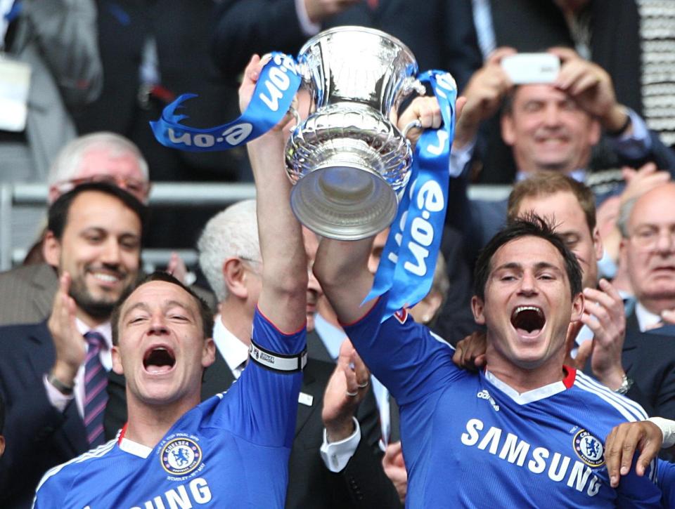  Terry and Frank Lampard celebrate the 2010 FA Cup - part of the club's first Double winning season