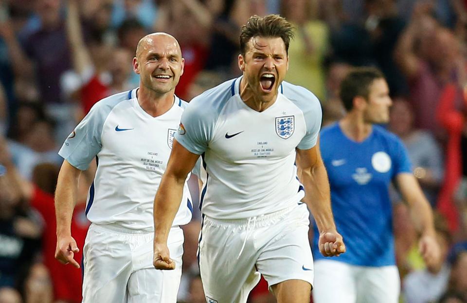  Mark roars with pride after the England team win 3-2 against the Rest Of The World team