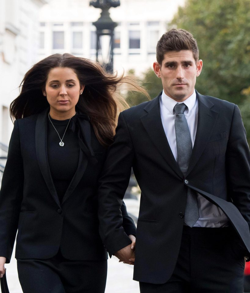  Ched and Natasha outside court during his retrial at Cardiff Crown Court in October, last year