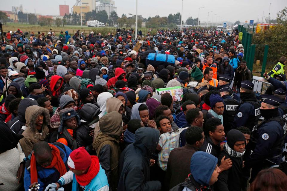  French politicians claim the agreement is why migrants end up massed around Calais, as with the Jungle