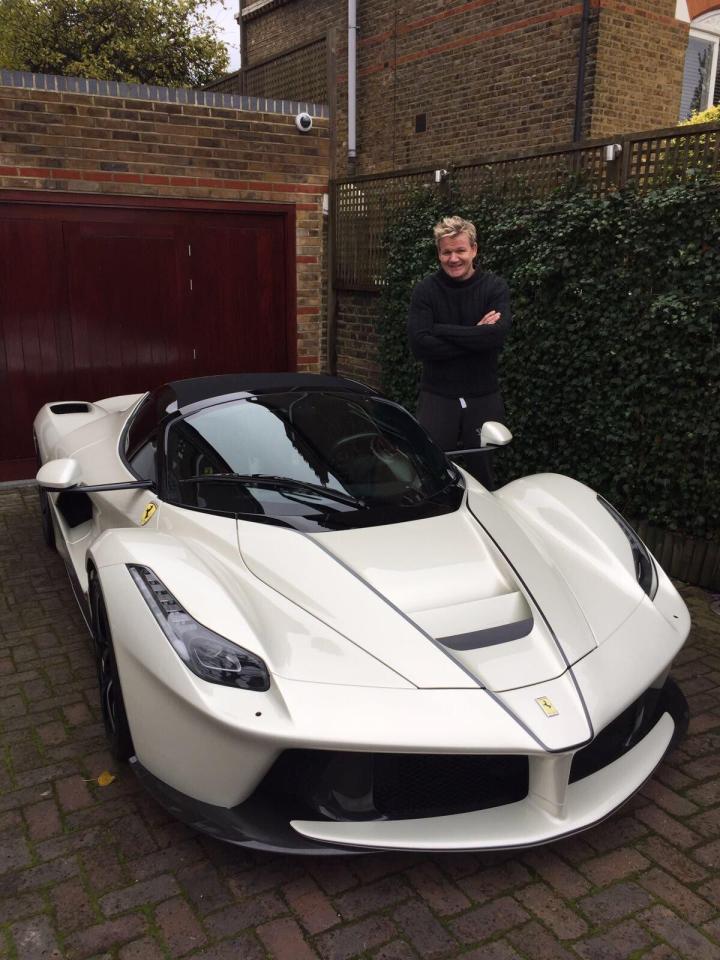  Gordon Ramsay poses with a recent purchase - a limited edition Ferrari thought to have cost around £1m