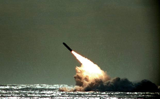 A file picture of a Trident missile launch