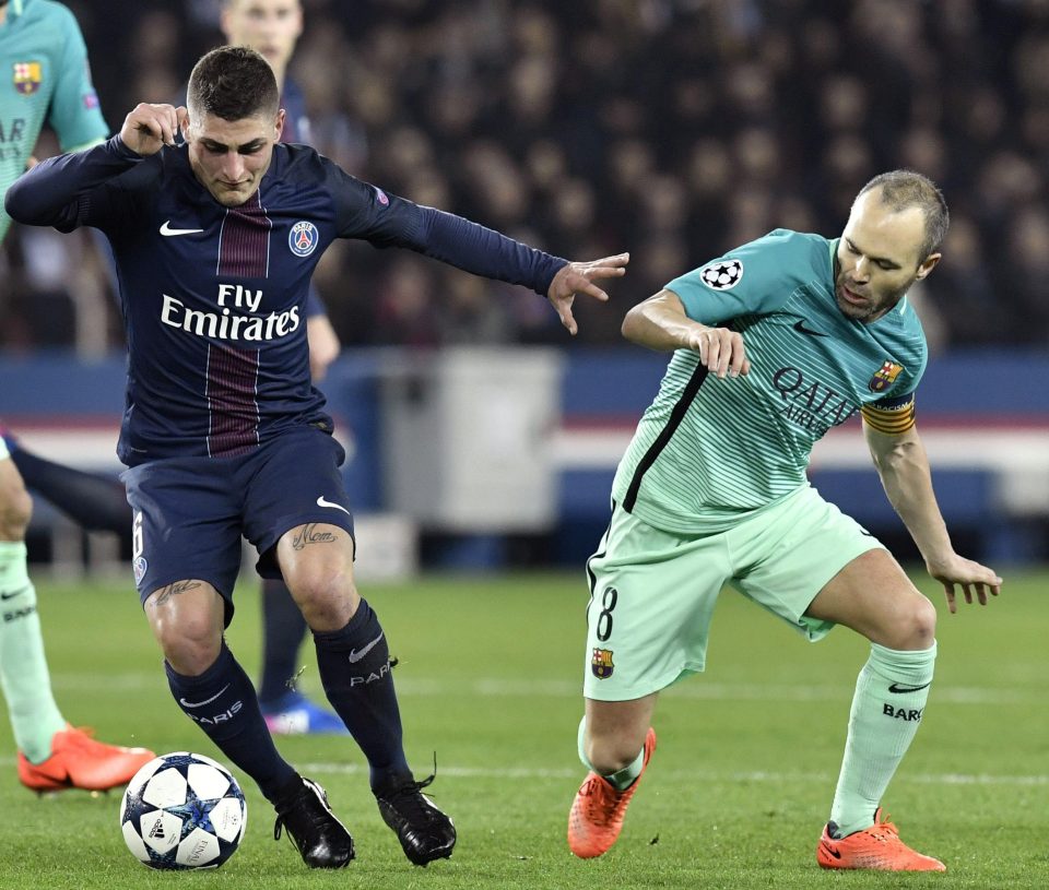  Marco Verratti has been tipped to succeed Andres Iniesta at Barcelona