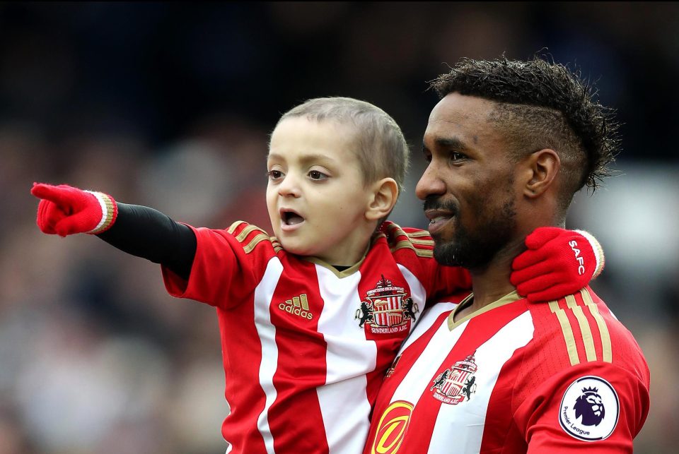  He has been out onto the pitch several times whilst clutching the hand of his hero Jermain Defoe