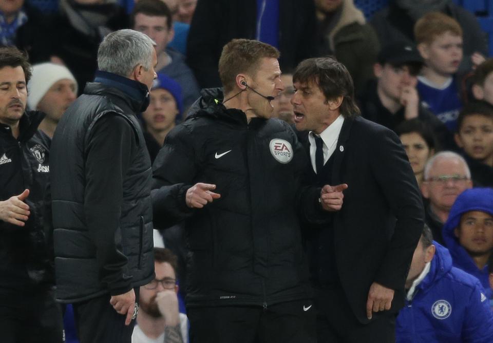  Jose Mourinho and Antonio Conte wee involved in heated exchanges the last time Chelsea faces Manchester United