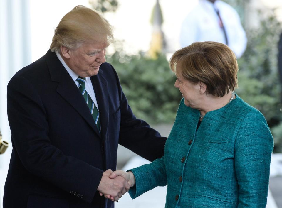  Trump and Merkel did shake hands outside the White House