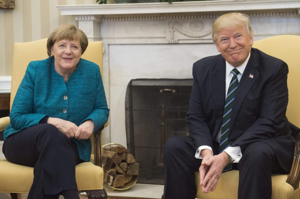  Donald Trump and Angela Merkel has an awkward encounter at the White House