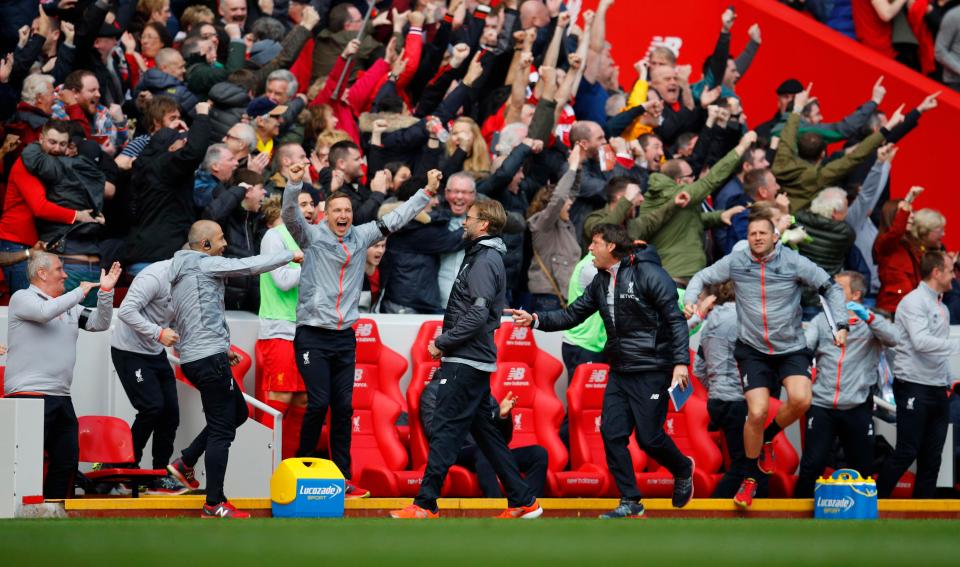  Jurgen Klopp was as animated as always on the touchline