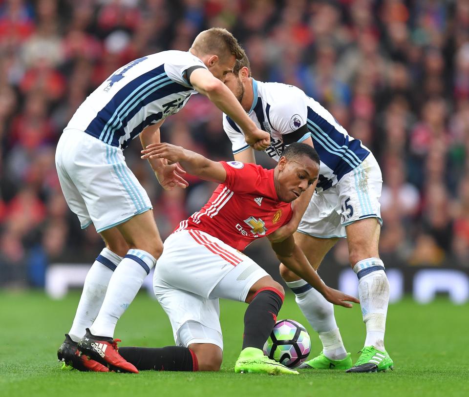  Anthony Martial was frustrated by the West Brom defence