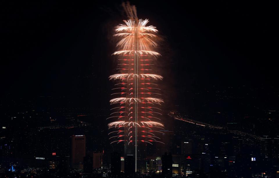  Lotte shot off fireworks to celebrate it's official opening