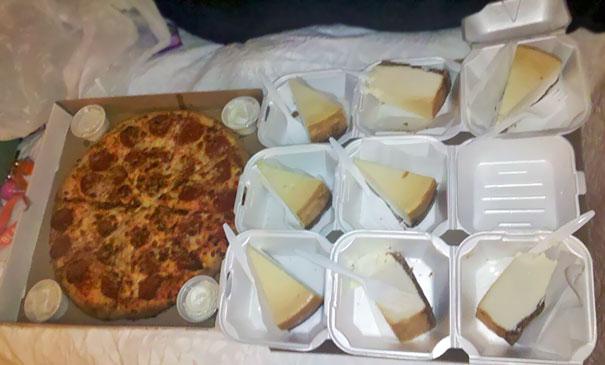 Ordering a large pizza with eight cheese sticks didn’t quite go to plan