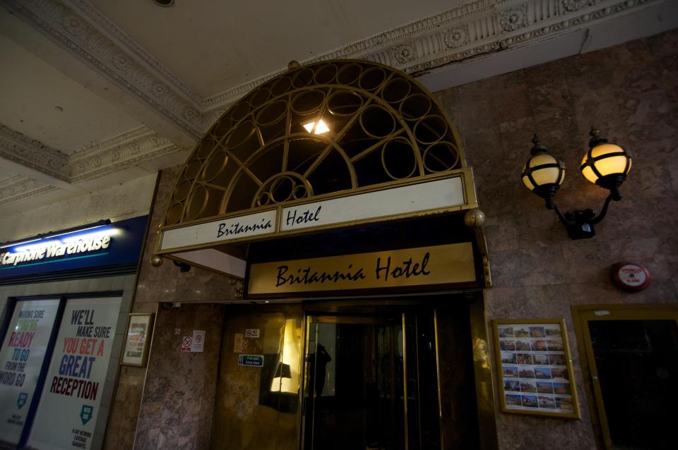 The entrance to the Britannia Hotel on New Street, Birmingham