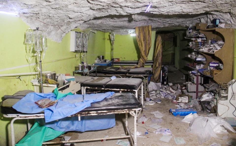  Shocking images show the destruction at a hospital in Khan Sheikhun, Idlib, following the attack