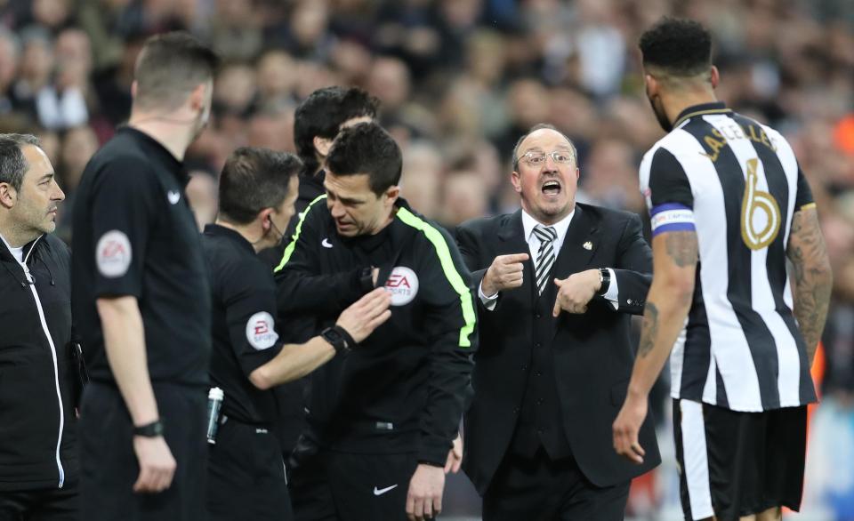  Newcastle boss Rafael Benitez was outraged by a decision to disallow a penalty