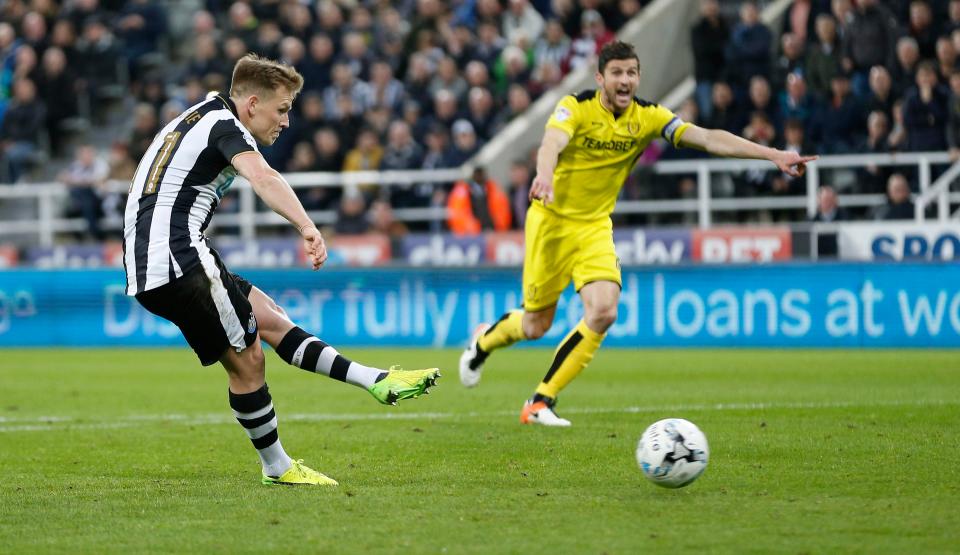  Matt Ritchie slotted home his penalty in the first half against Burton Albion