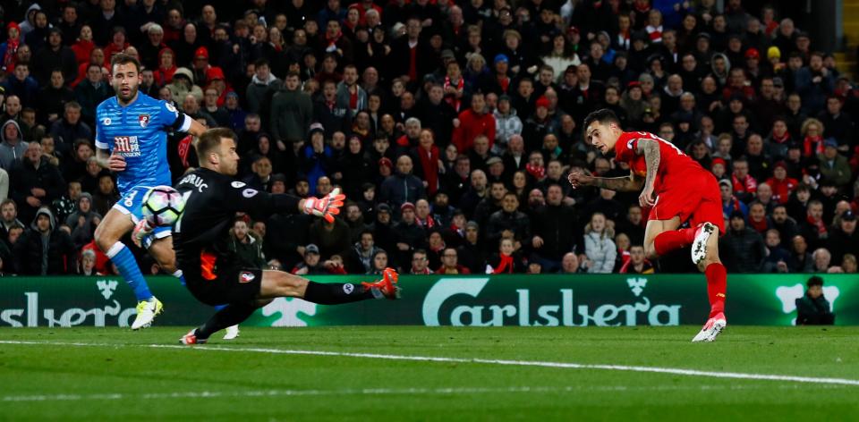  Philippe Coutinho dragged Liverpool level just before half-time