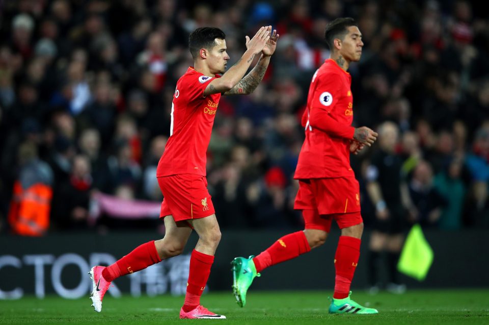  The Brazilian celebrates his second Premier League goal in four days at Anfield