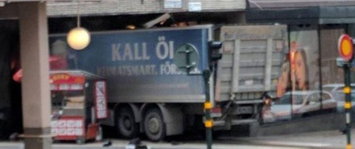  A truck smashed into a busy department store on Stockholm's busiest street