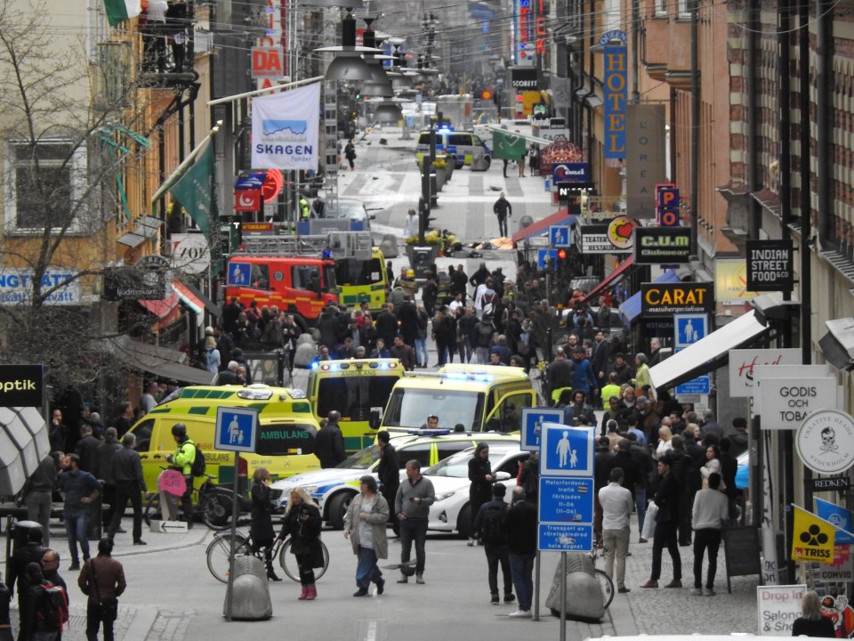 'Three gunmen' are said to be on the run after the attack in Stockholm