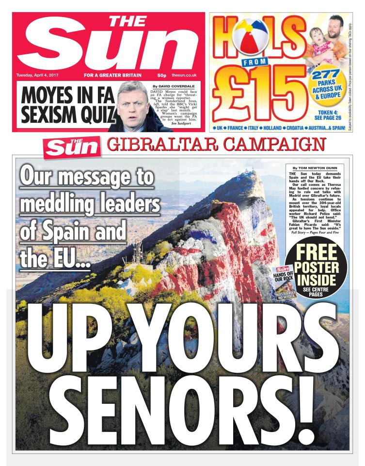  The Sun has been campaigning to keep Spanish hands off Gibraltar