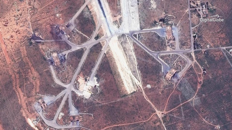  The airbase was damaged after a missile strike from the US