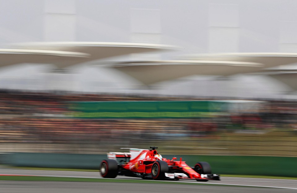 Sebastian Vettel will start Sunday's race in second in his Ferrari in Shanghai