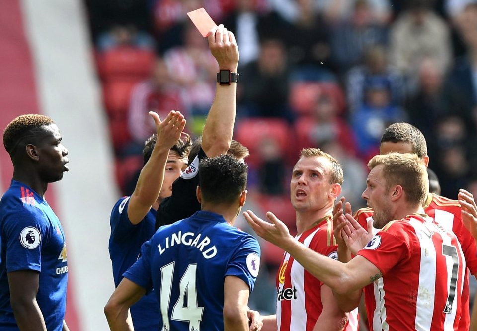  Seb Larsson was shown a controversial red card by referee Craig Pawson