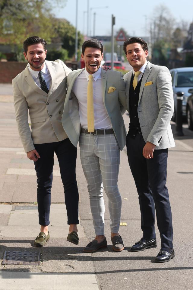  Towie newbies Jack Rigden, Jordan Brook, Myles Barnett were all smiles as they arrived for Gemma's party