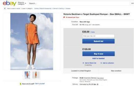  An orange playsuit from the Victoria Beckham Target range which is selling for £125 on eBay