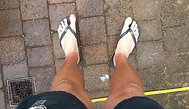 This chap should’ve probably tanned up his toes a little before deciding on flip flops