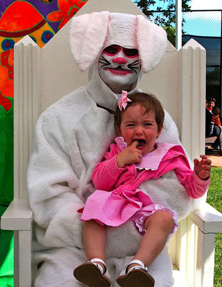 This Easter outfit’s quite cute, but the whole cuddly vibe is thrown off by the creepy face-paint