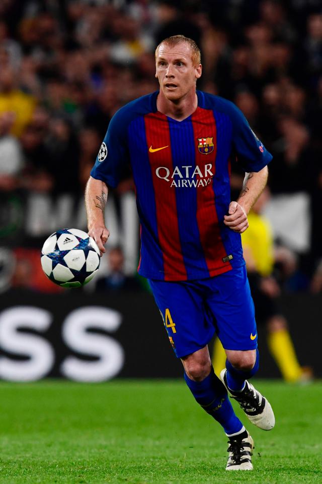  Jeremy Mathieu looks set to leave the La Liga champions in the summer as he approaches the end of his contract