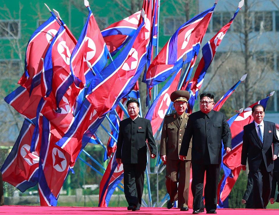  Kim Jong-un appears before crowds during the public appearance in Pyongyang