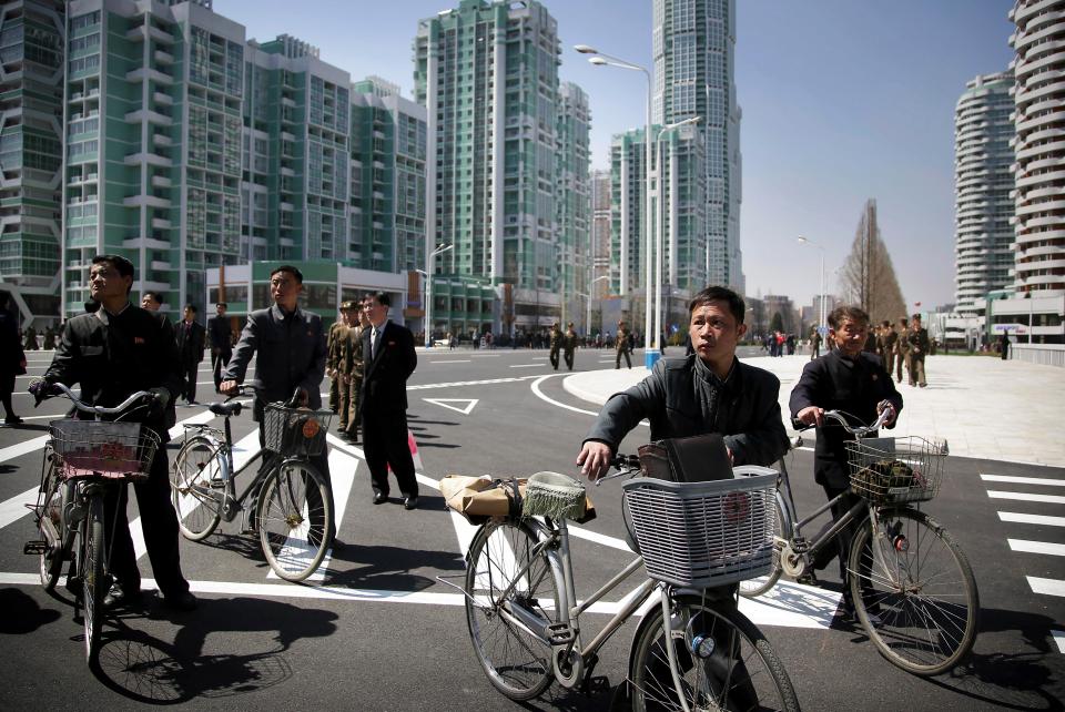  The new street and flats were the scene of much fanfare in downtown Pyongyang