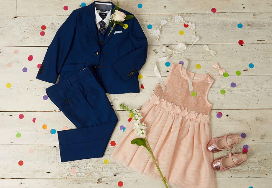  Primark are now selling cut-price formal wear for kids. Pictured: blush formal dress (£14), pearl garland (£1.50), bow hairbands (£1.50), full suit set (£43)