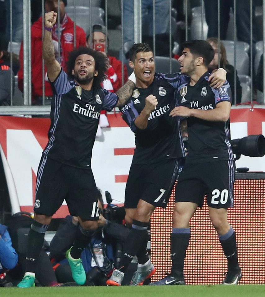 Cristiano Ronaldo netted twice against Bayern Munich to reach 100 European goals