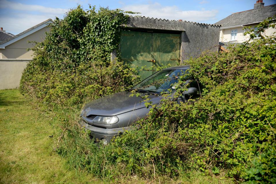  The lonesome vehicle is slowly being eaten up by surrounding vegetation