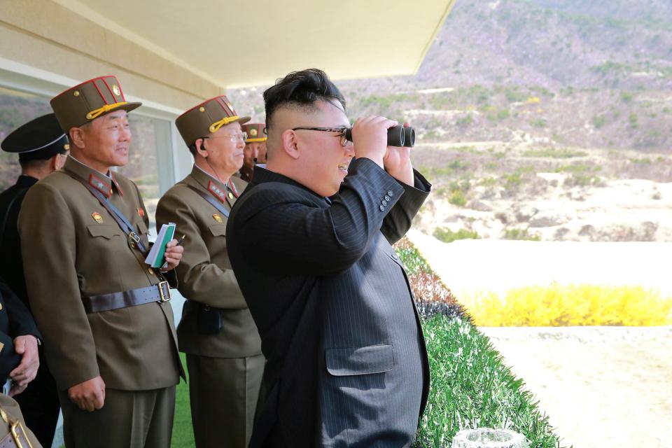  Kim Jong-un watches a target-striking contest by the North Korean Army