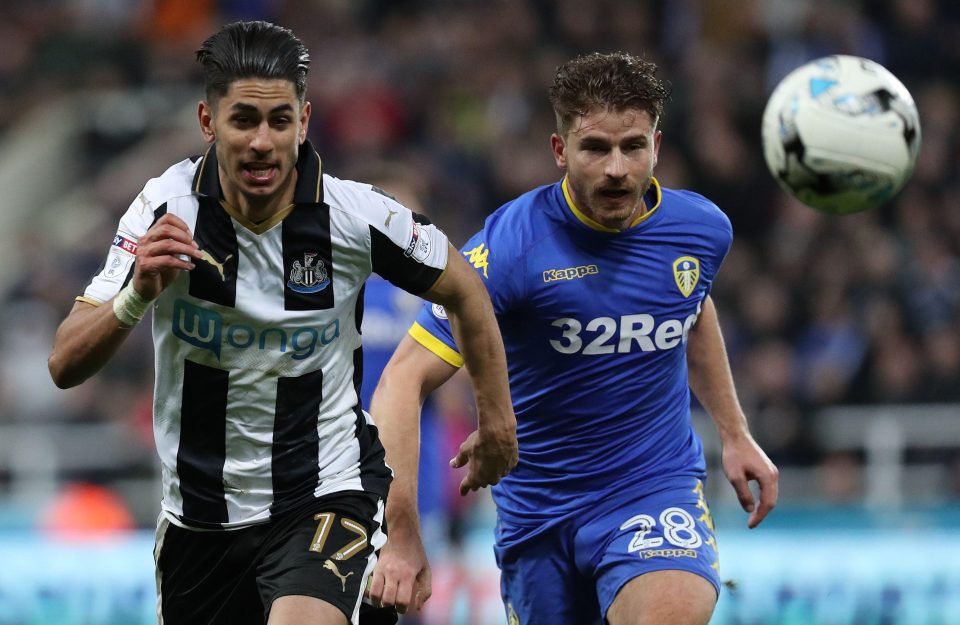  Leeds star Gaetano Berardi tangles with Newcastle frontman Ayoze Perez in the 1-1 Championship draw between promotion chasers  last week