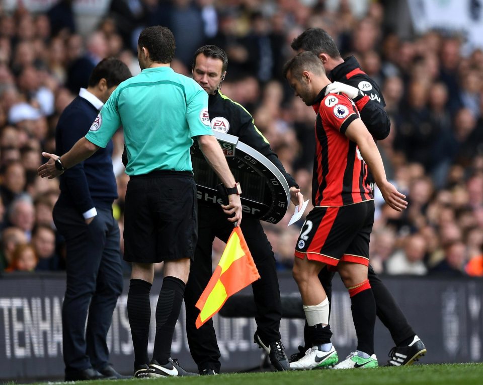  Jack Wilshere was taunted by the Tottenham fans as he limped off injured