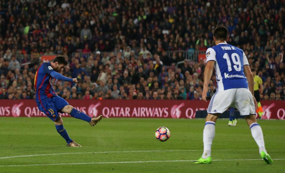  Lionel Messi opened the scoring with a delightful strike from outside the area