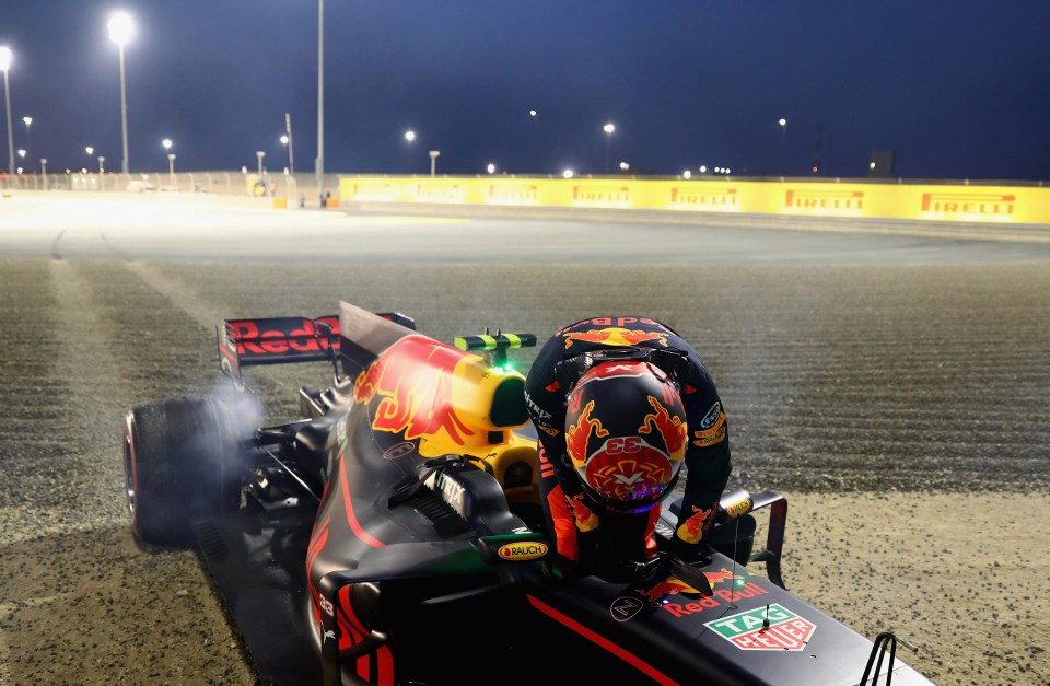 Max Verstappen got out of his car after it had crashed into the wall