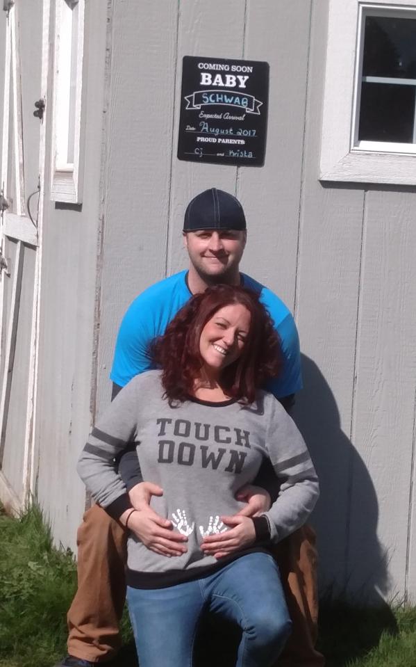  Krista Schwab and her husband are expecting a baby boy after 10 years of trying