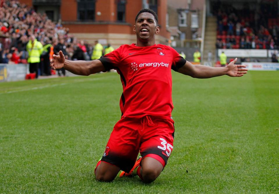  Tristan Abrahams celebrates after scoring the winner for the O's