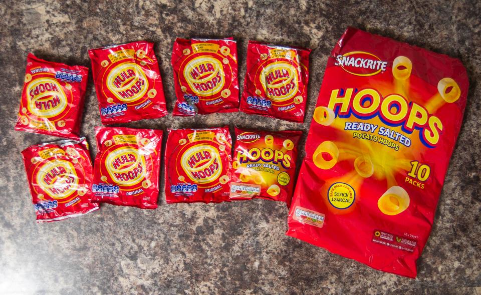  'Oops . . . The dad-of-two found ten packets of KP Hula Hoops in the 99p budget multipack